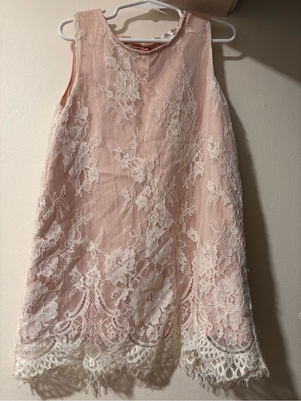 Max Studio Pink Lace Overlay Girls Dress